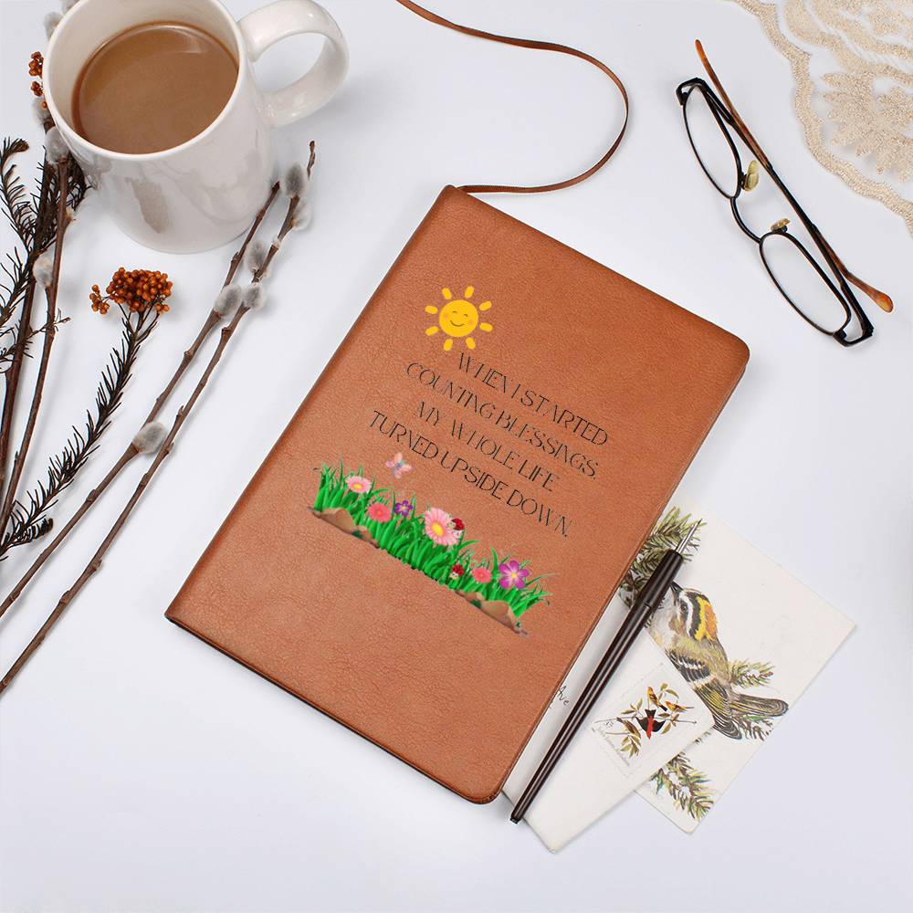 Gratitude Journal, leather journal with message