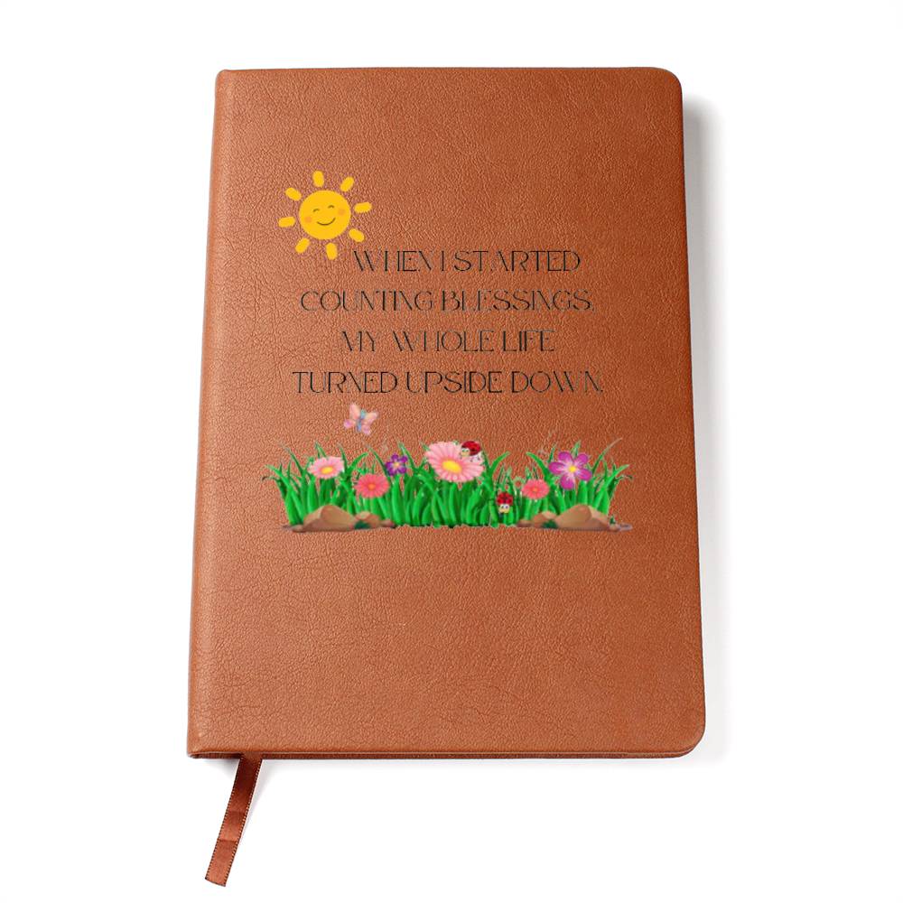 Gratitude Journal, leather journal with message