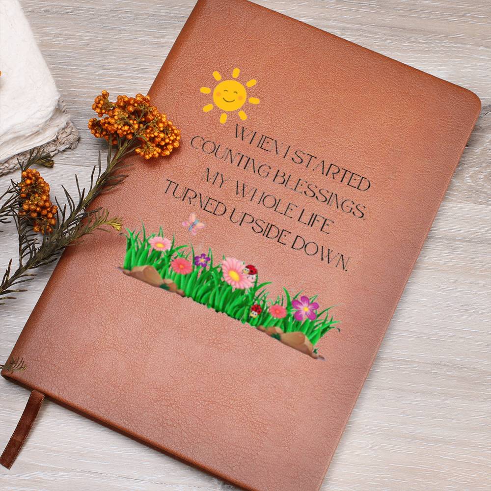 Gratitude Journal, leather journal with message