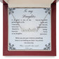 Daughter name necklace with message card