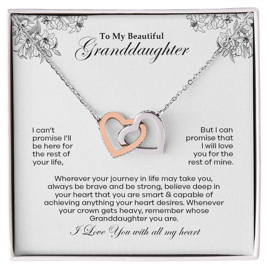 To My Beautiful Granddaughter | I Love You With All My Heart -  Interlocking Hearts necklace